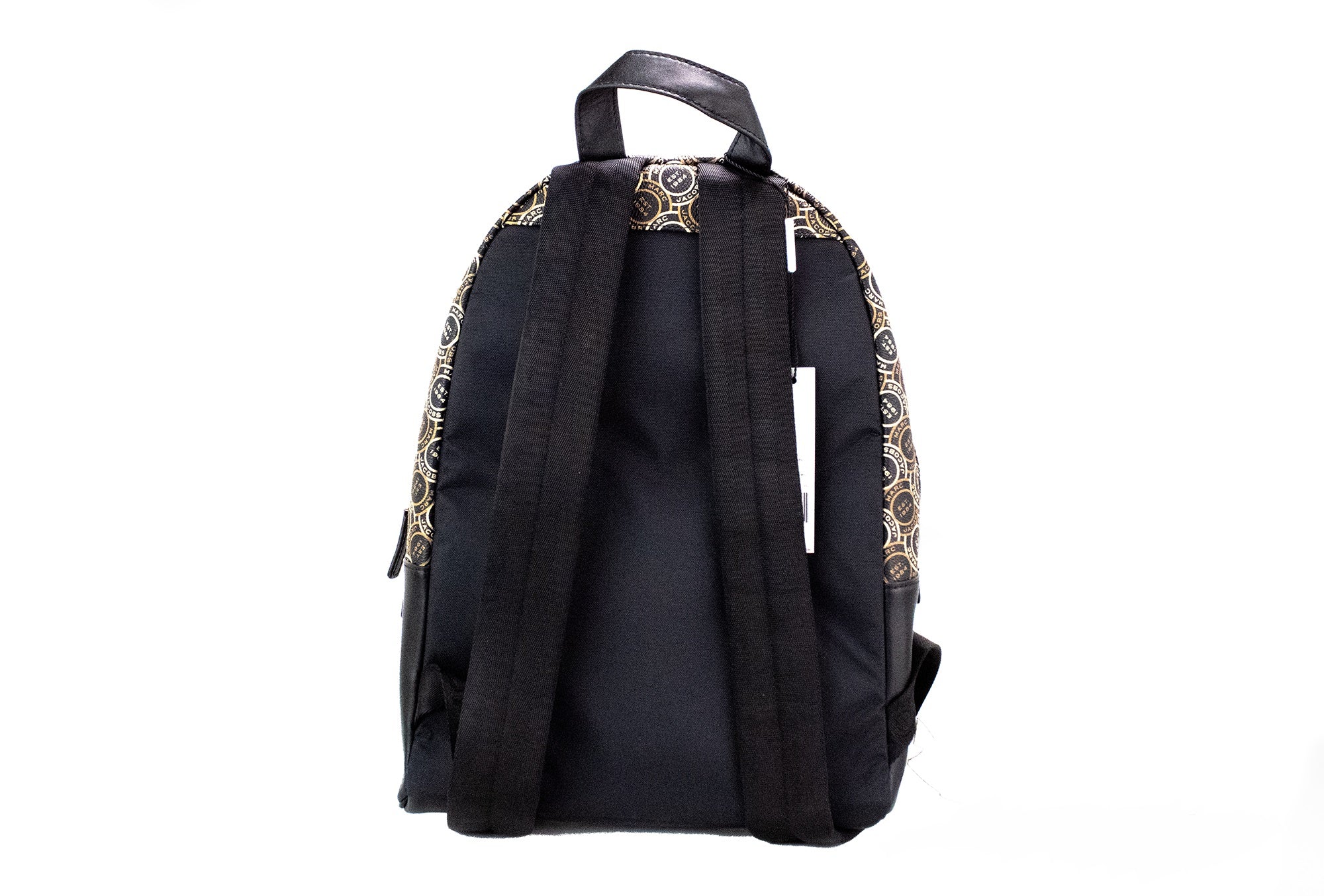 Marc Jacobs Signet Medium Black Logo Printed Leather Shoulder Bag Backpack Book Bag